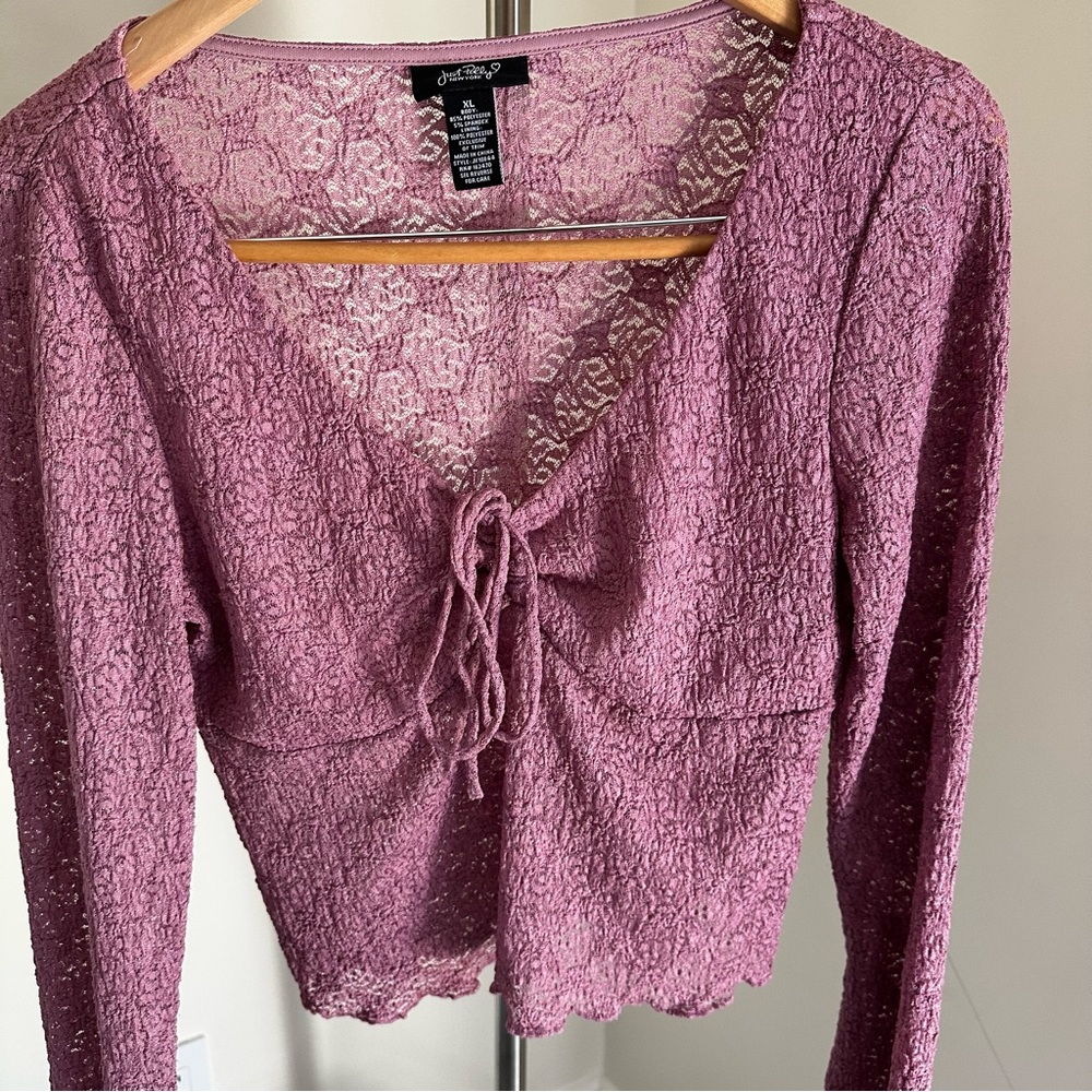 Just Polly Dusty Pink Lace Blouse for Valentine’s Day!